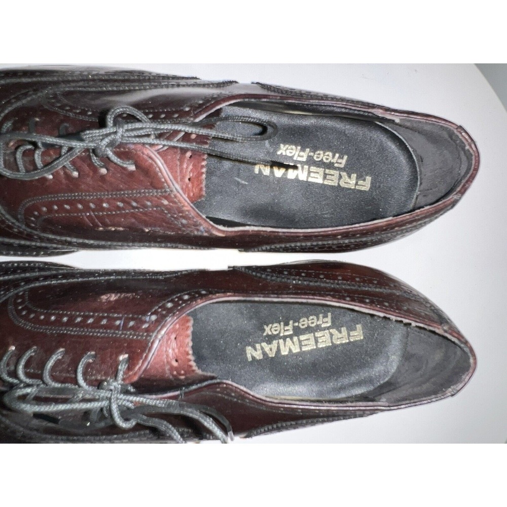 Freeman Free Flex Brown Leather Wingtip Dress Shoes Lace Oxfords Men 12 C - Picture 10 of 13